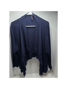 Women's FOREVER SCARLET Navy Ribbed Open Front Cardigan 2X